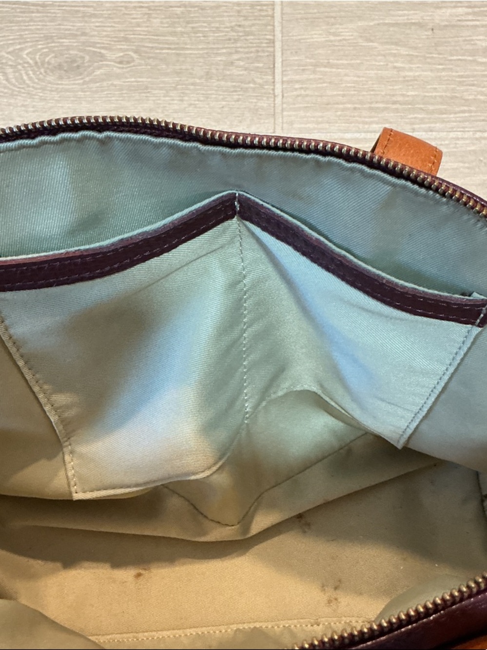 Valentina Burgundy Leather Dome Satchel with Tan Handles Made in Italy - Picture 7 of 7